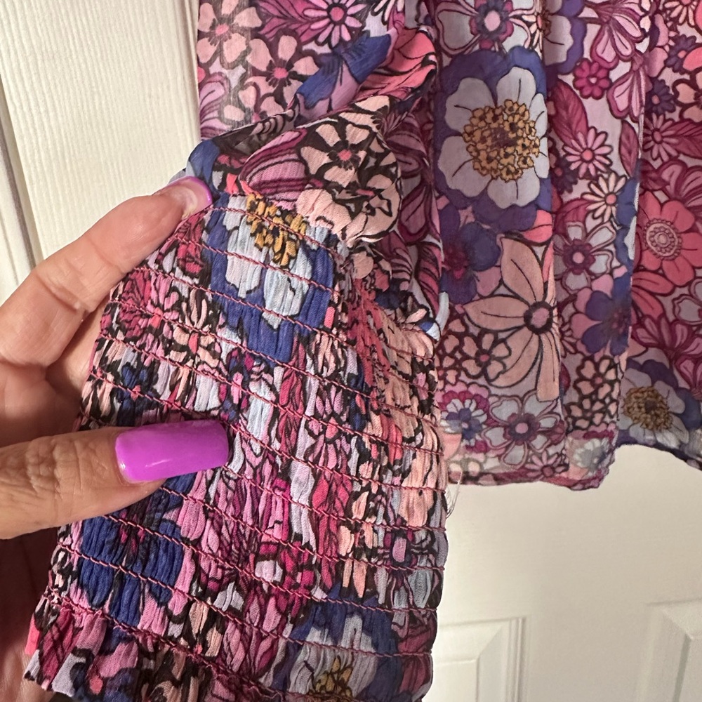 Terra & Sky Floral Chiffon Blouse - Pink and purple - Picture 3 of 3